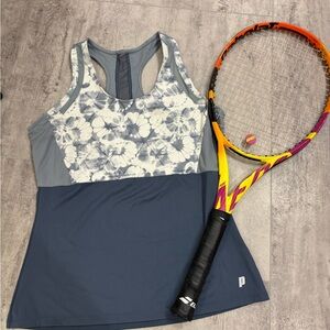 Prince Blue and Gray Floral Tennis Tank Top - M